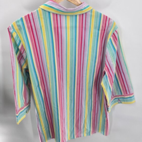 American Sweetheart Rainbow Vertical Stripes 3/4 Sleeves Button Down Shirt XL - Picture 6 of 8